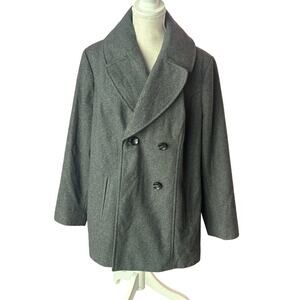 Ava & Viv Wool Blend Pea Coat Coat Dark Gray Size 1x